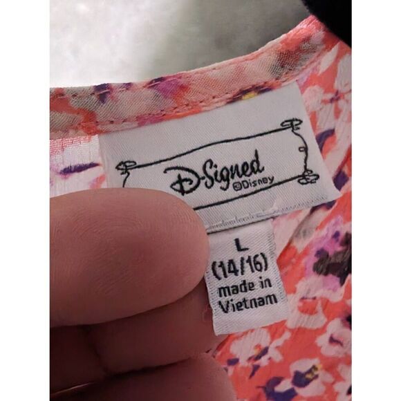 D-Signed by Disney Short Sleeves Pink Printed Dress Women's Large - Picture 3 of 6